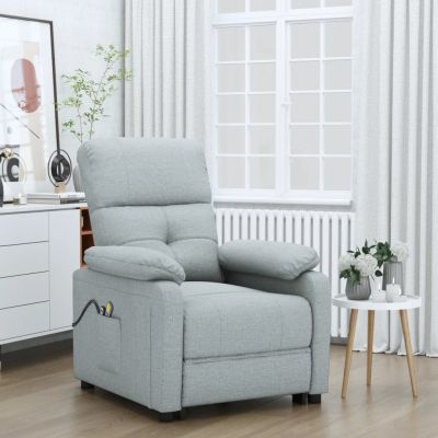 Gossi fotoliu de masaj electric rabatabil, gri deschis, textil