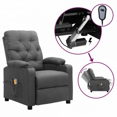 Gossi fotoliu de masaj electric rabatabil, gri deschis, textil