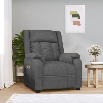 Gossi fotoliu de masaj electric rabatabil, gri inchis, textil