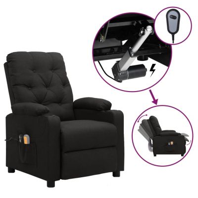 Gossi fotoliu de masaj electric rabatabil, negru, textil