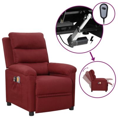 Gossi fotoliu de masaj electric rabatabil, rosu vin, textil