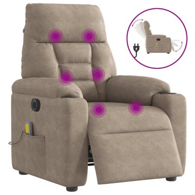 Gossi fotoliu de masaj rabatabil electric, gri taupe, microfibra
