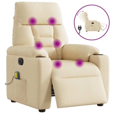 Gossi fotoliu electric de masaj rabatabil, crem, textil