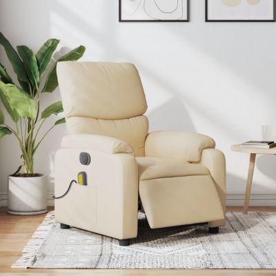 Gossi fotoliu electric de masaj rabatabil, crem, textil