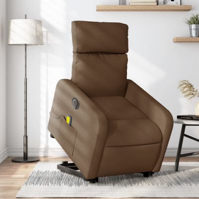 Gossi fotoliu electric de masaj rabatabil cu ridicare, maro, textil