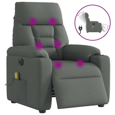 Gossi fotoliu electric de masaj rabatabil, gri inchis, textil