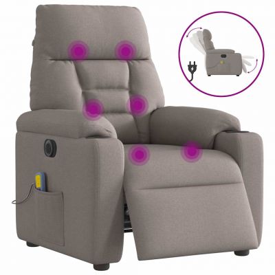 Gossi fotoliu electric de masaj rabatabil, gri taupe, textil