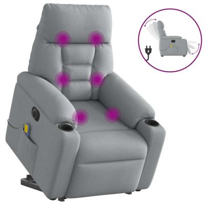 Gossi fotoliu electric masaj rabatabil cu ridicare, gri inchis textil