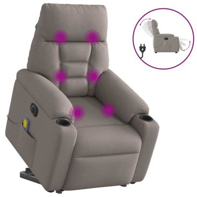 Gossi fotoliu electric masaj rabatabil cu ridicare, gri taupe, textil