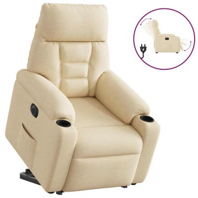 Gossi fotoliu electric rabatabil cu ridicare, crem, textil