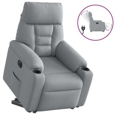 Gossi fotoliu electric rabatabil cu ridicare, gri deschis, textil