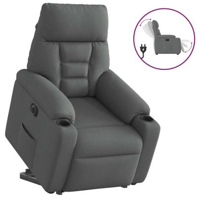 Gossi fotoliu electric rabatabil cu ridicare, gri inchis, textil