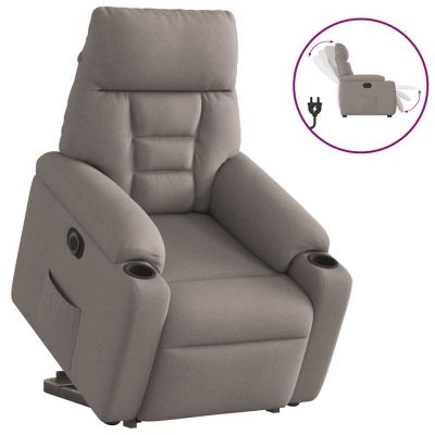 Gossi fotoliu electric rabatabil cu ridicare, gri taupe, textil