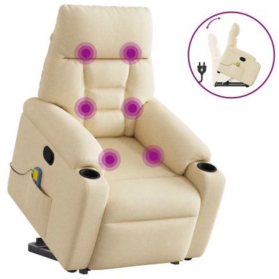 Gossi fotoliu masaj rabatabil cu ridicare, crem, material textil