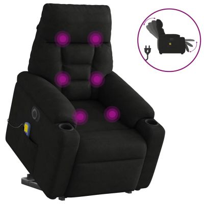 Gossi fotoliu masaj rabatabil electric cu ridicare, negru, microfibra