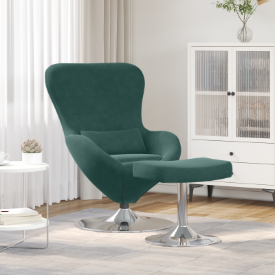 Gossi fotoliu ou cu ottoman catifea verde inchis