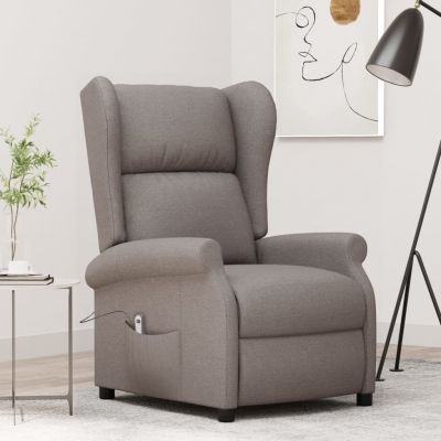 Gossi fotoliu rabatabil cu spatar aripi, gri taupe, textil