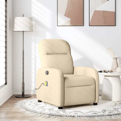 Gossi fotoliu rabatabil de masaj, crem, material textil
