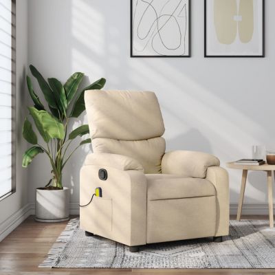Gossi fotoliu rabatabil de masaj, crem, material textil