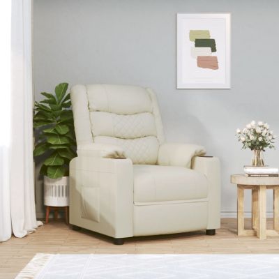 Gossi fotoliu rabatabil electric, crem, piele ecologica
