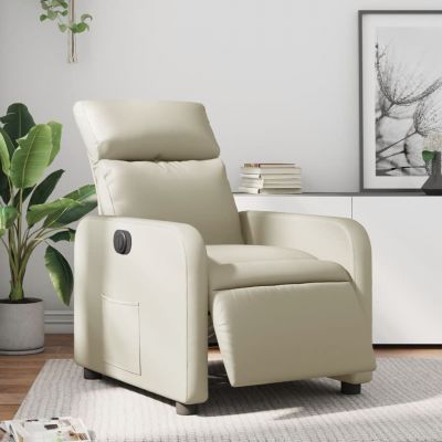Gossi fotoliu rabatabil electric, crem, piele ecologica