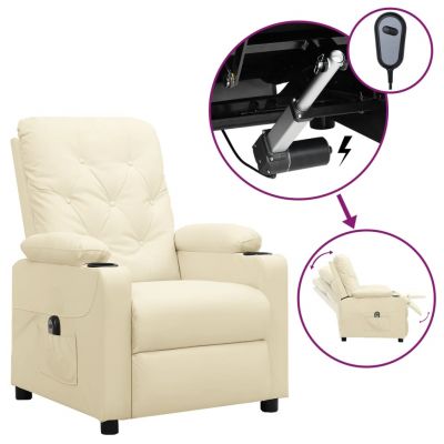 Gossi fotoliu rabatabil electric, crem, piele ecologica