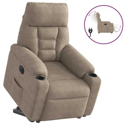 Gossi fotoliu rabatabil electric cu ridicare, gri taupe, microfibra