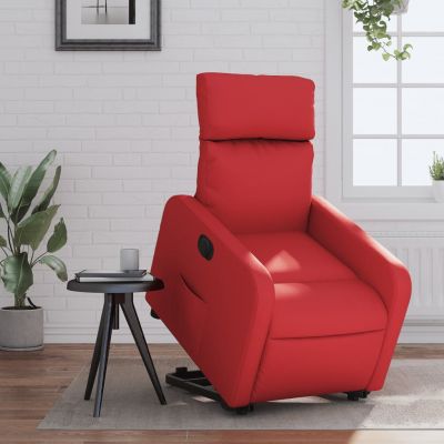 Gossi fotoliu rabatabil electric cu ridicare, rosu, piele ecologica