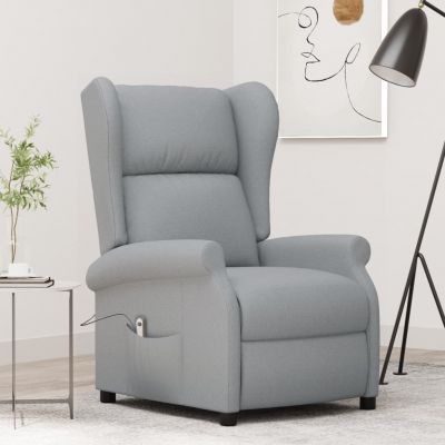 Gossi fotoliu rabatabil electric cu spatar aripi, gri deschis, textil