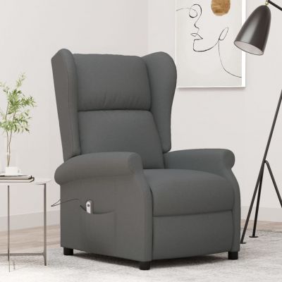 Gossi fotoliu rabatabil electric cu spatar aripi, gri inchis, textil