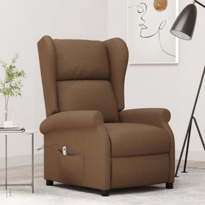 Gossi fotoliu rabatabil electric cu spatar aripi, maro, textil