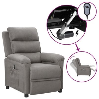 Gossi fotoliu rabatabil electric, gri deschis, textil