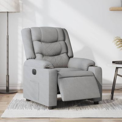 Gossi fotoliu rabatabil electric, gri deschis, textil