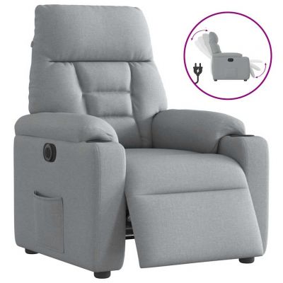 Gossi fotoliu rabatabil electric, gri deschis, textil