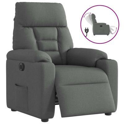 Gossi fotoliu rabatabil electric, gri inchis, material textil