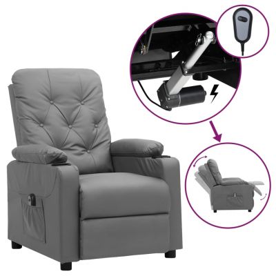 Gossi fotoliu rabatabil electric, gri, piele ecologica
