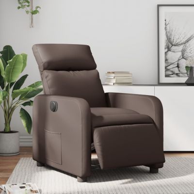 Gossi fotoliu rabatabil electric, maro, piele ecologica