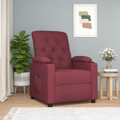 Gossi fotoliu rabatabil electric, rosu vin, material textil