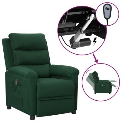 Gossi fotoliu rabatabil electric, verde inchis, material textil