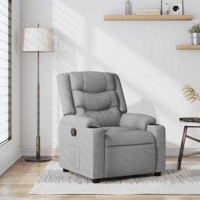 Gossi fotoliu rabatabil, gri deschis, material textil