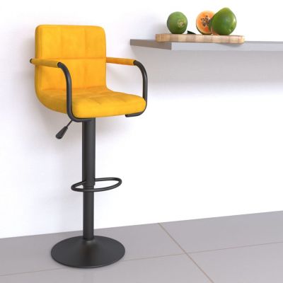 Gossi scaun de bar, galben mustar, catifea