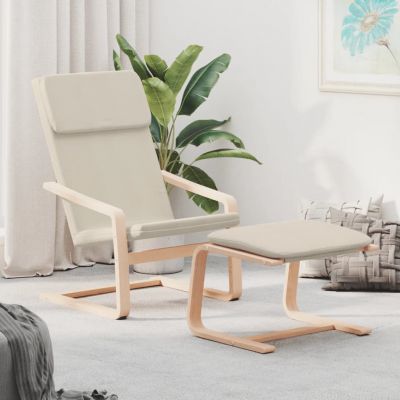 Gossi scaun de relaxare cu taburet, crem, textil