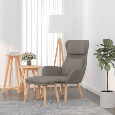 Gossi scaun de relaxare cu taburet, gri deschis, catifea