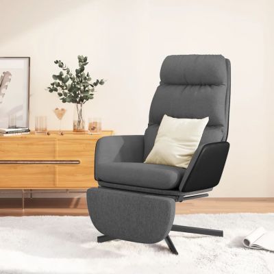 Gossi scaun de relaxare cu taburet, gri deschis, material textil