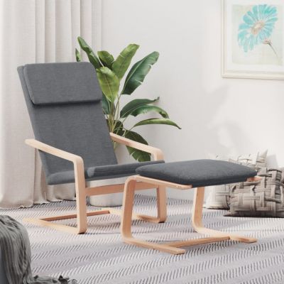 Gossi scaun de relaxare cu taburet, gri deschis, textil