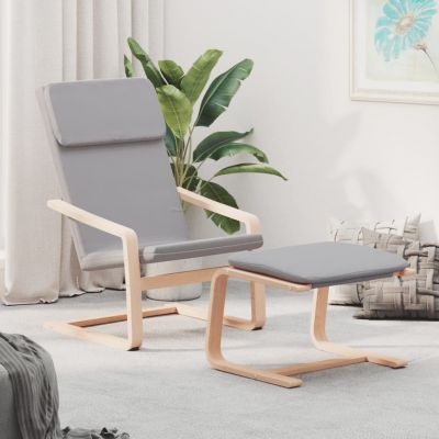 Gossi scaun de relaxare cu taburet, gri deschis, textil