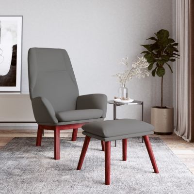 Gossi scaun de relaxare cu taburet, gri deschis, textil