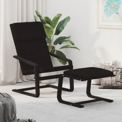Gossi scaun de relaxare cu taburet, negru, textil