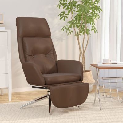 Gossi scaun relaxare cu taburet maro piele naturala/piele ecologica