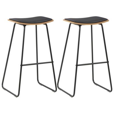 Gossi scaune de bar, 2 buc., negru, piele ecologica